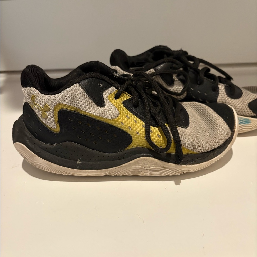 Under Armour Kids' Black, Yellow, and Gray Sneakers